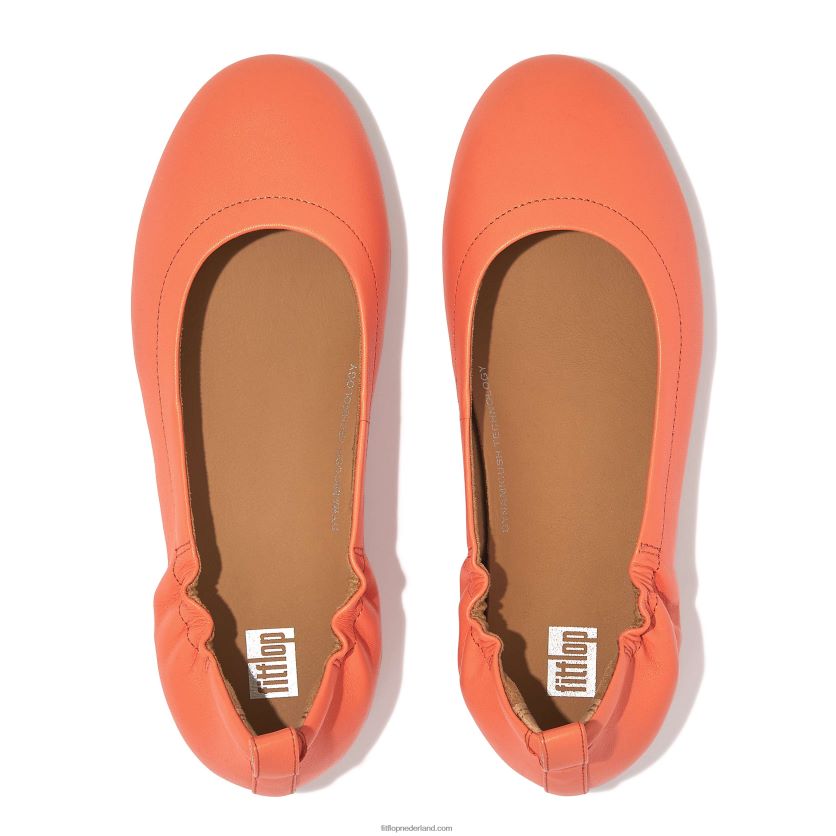 Allegro ballerina\'s van zacht leer vrouwen Fitflop F4BXJ8286 zonneschijn koraal