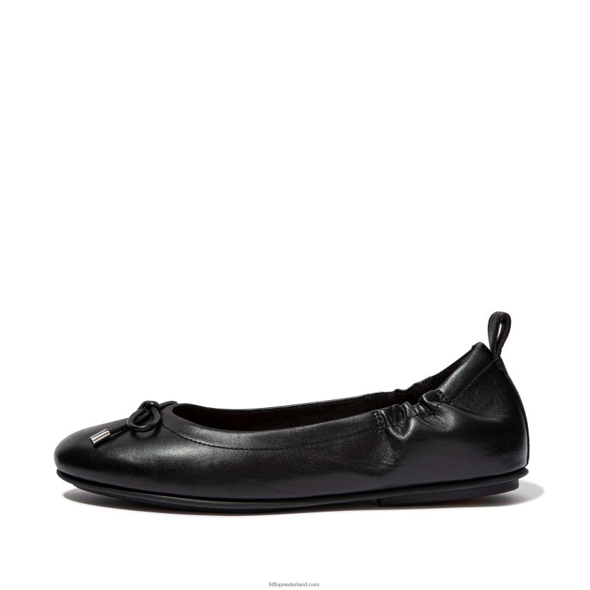 Allegro leren ballerina's met strik vrouwen Fitflop F4BXJ8290 helemaal zwart