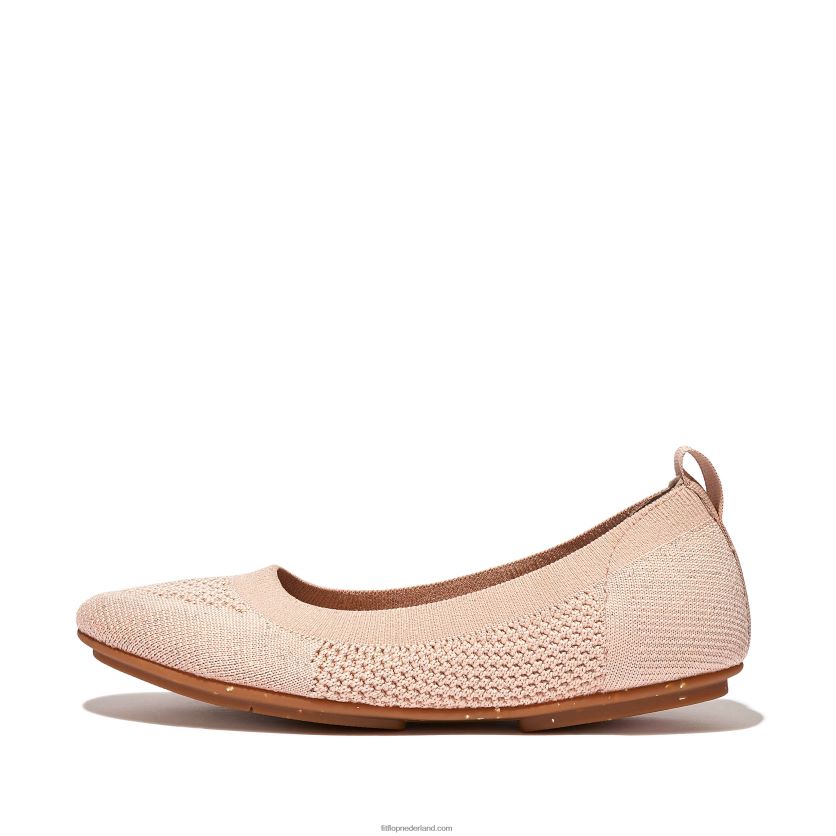 allegro e01 multi-gebreide ballerina's vrouwen Fitflop F4BXJ8292 bruin/platina