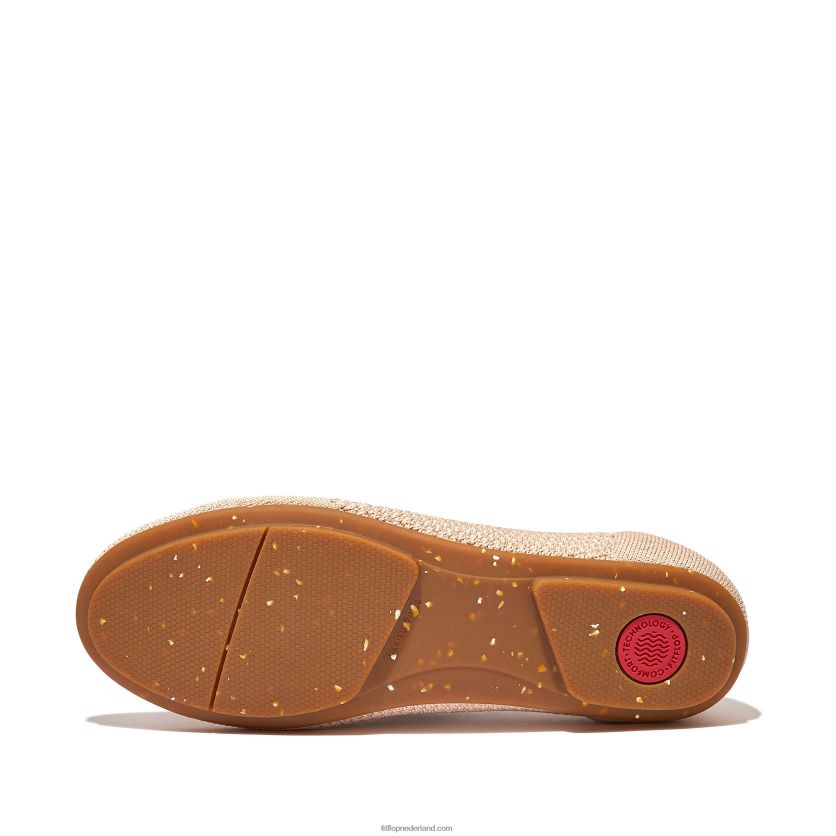 allegro e01 multi-gebreide ballerina\'s vrouwen Fitflop F4BXJ8292 bruin/platina