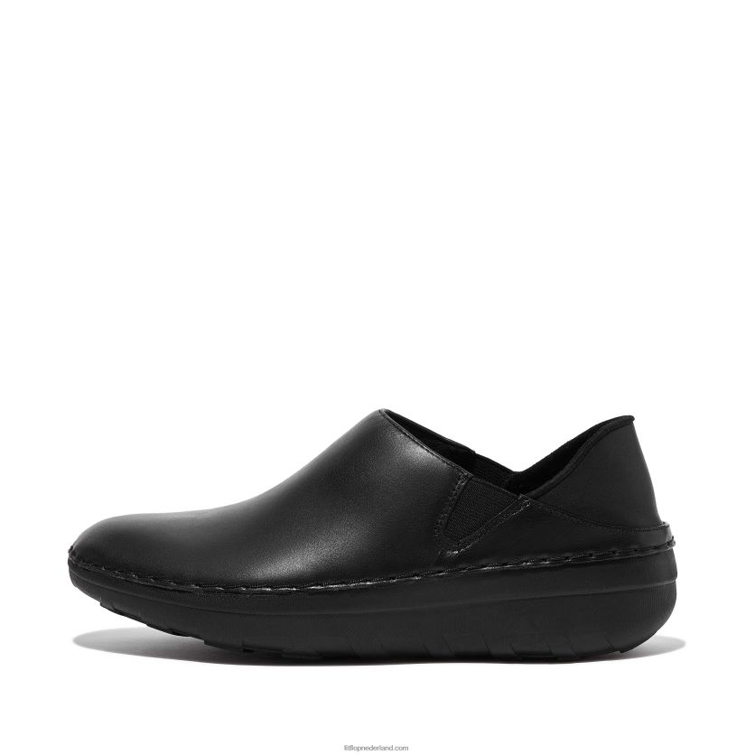 superloafer leren loafers vrouwen Fitflop F4BXJ8344 helemaal zwart