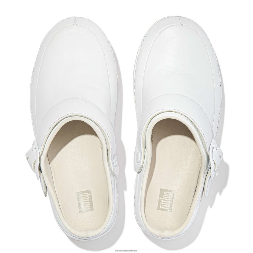 gogh pro superlichte leren klompen vrouwen Fitflop F4BXJ8337 stedelijk wit