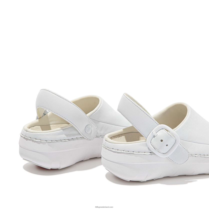 gogh pro superlichte leren klompen vrouwen Fitflop F4BXJ8337 stedelijk wit