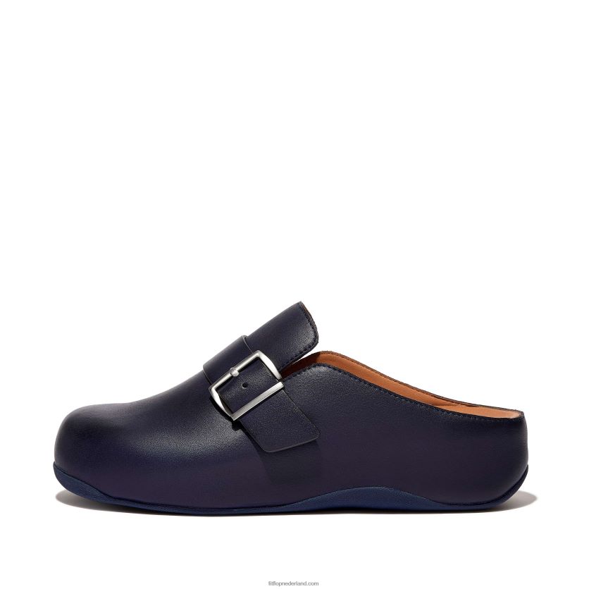 shuv lederen klompen met gesp vrouwen Fitflop F4BXJ8334 middernacht marine