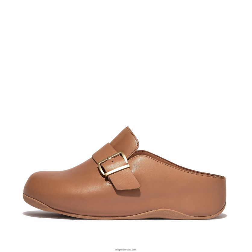 shuv lederen klompen met gesp vrouwen Fitflop F4BXJ8335 latte bruin