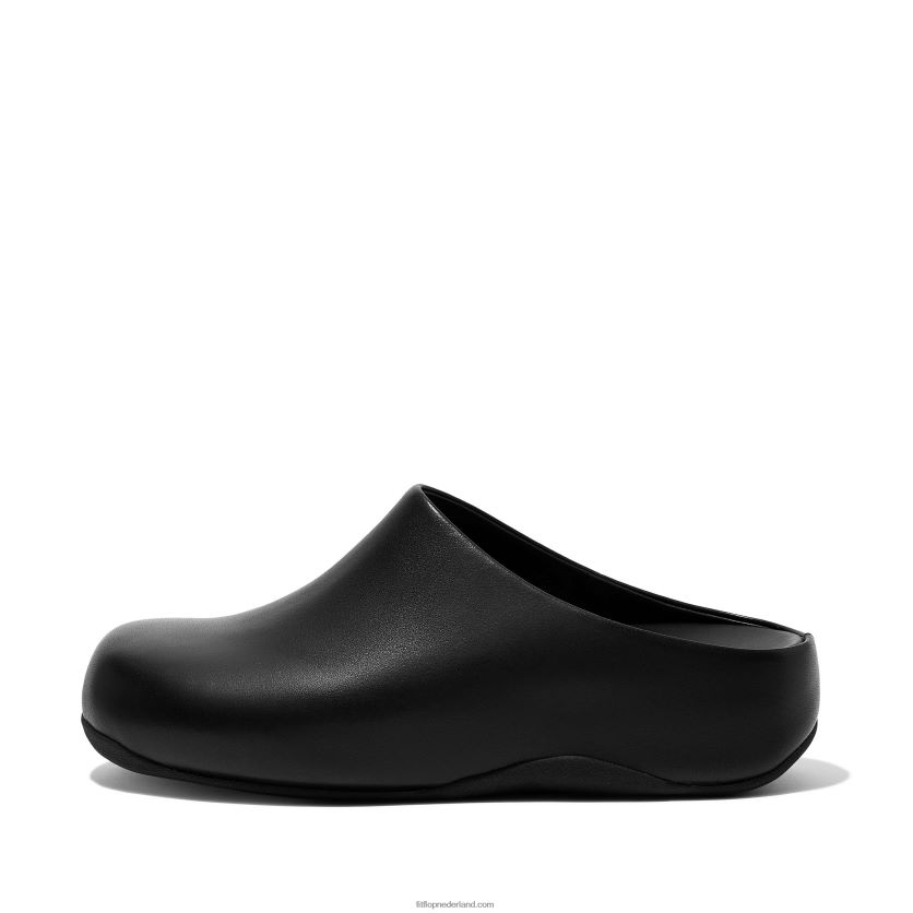 shuv leren klompen vrouwen Fitflop F4BXJ8329 zwart