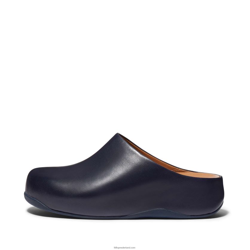 shuv leren klompen vrouwen Fitflop F4BXJ8331 middernacht marine