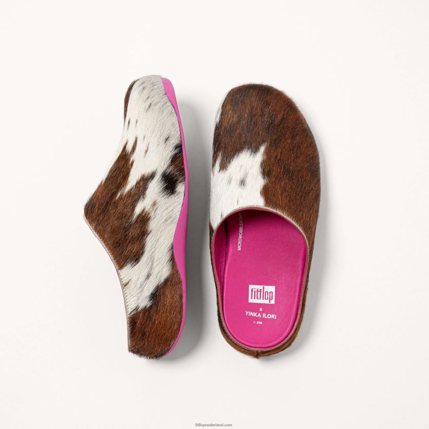 shuv x yinka ilori lederen klompen vrouwen Fitflop F4BXJ8345 bruine mix