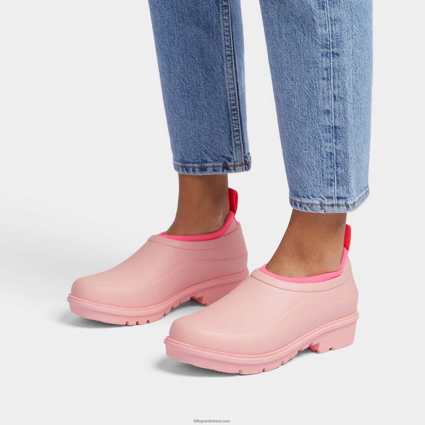 wonderclog neon-pop waterdichte rubberen klompen vrouwen Fitflop F4BXJ8343 roze zout