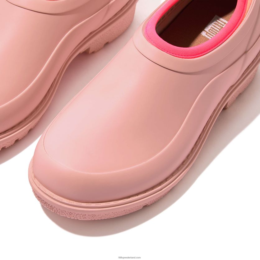 wonderclog neon-pop waterdichte rubberen klompen vrouwen Fitflop F4BXJ8343 roze zout