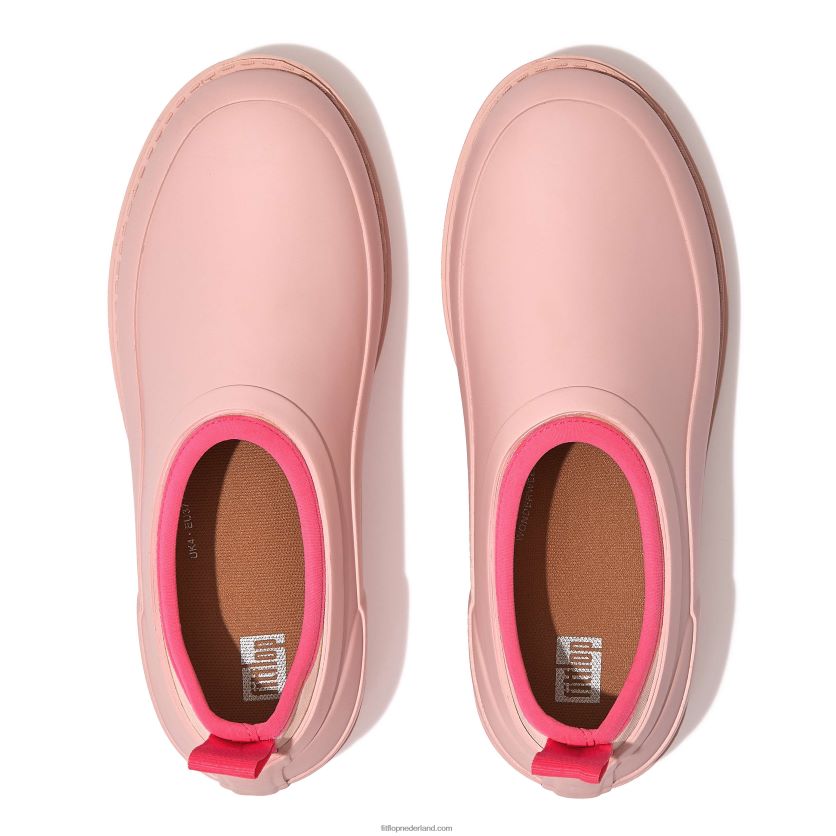wonderclog neon-pop waterdichte rubberen klompen vrouwen Fitflop F4BXJ8343 roze zout
