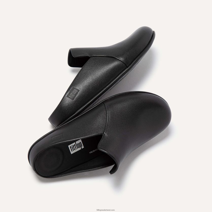 chrissie ii haus leren pantoffels vrouwen Fitflop F4BXJ8326 helemaal zwart