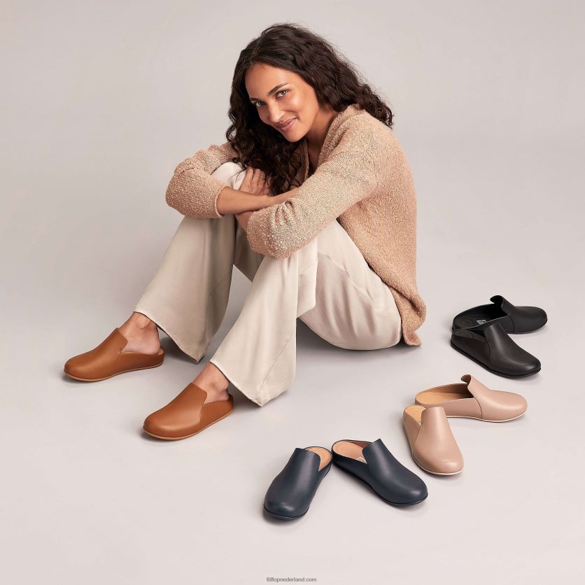 chrissie ii haus leren pantoffels vrouwen Fitflop F4BXJ8326 helemaal zwart