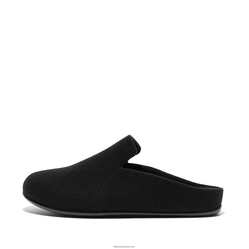 chrissie ii haus vilten pantoffels vrouwen Fitflop F4BXJ8325 helemaal zwart