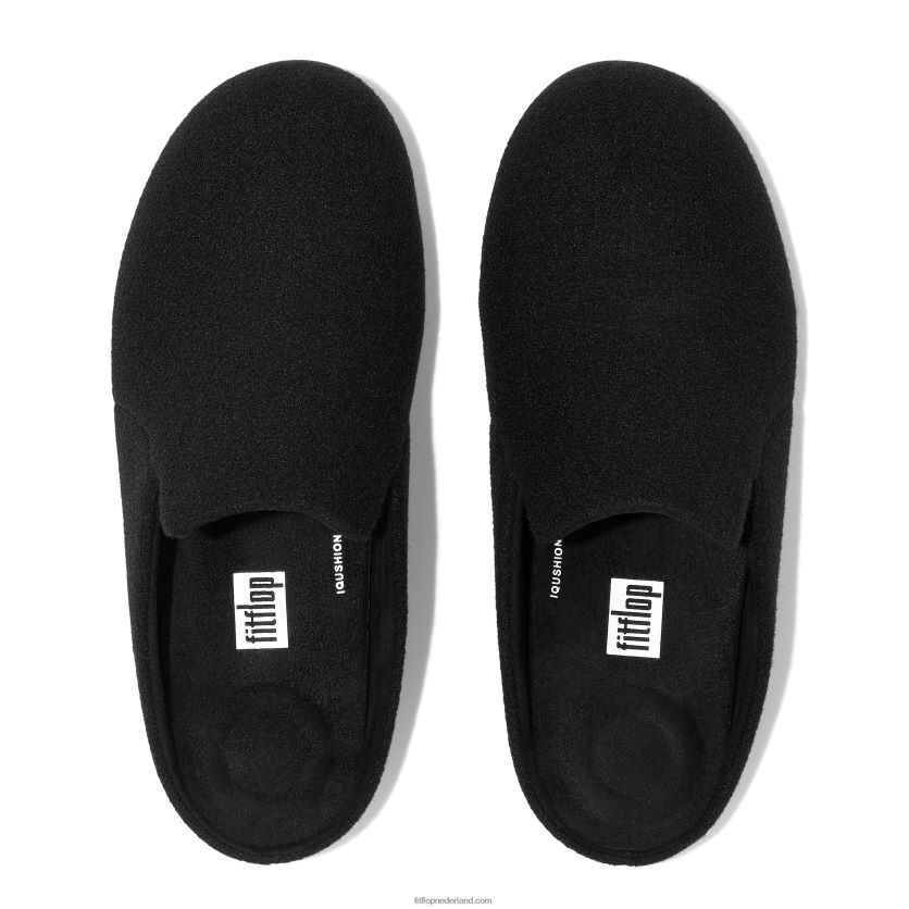 chrissie ii haus vilten pantoffels vrouwen Fitflop F4BXJ8325 helemaal zwart