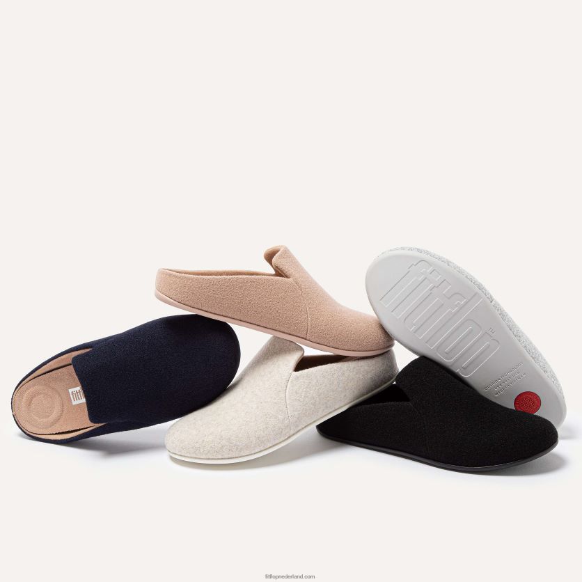 chrissie ii haus vilten pantoffels vrouwen Fitflop F4BXJ8325 helemaal zwart