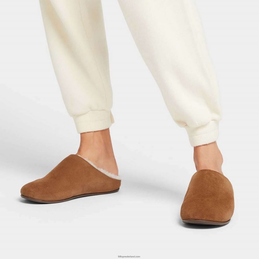 chrissie pantoffels van geschoren suède vrouwen Fitflop F4BXJ8322 tuimelde bruin