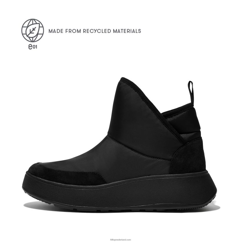 f-mode e01 biofleece gevoerde flatform bootie sneakers vrouwen Fitflop F4BXJ8283 helemaal zwart
