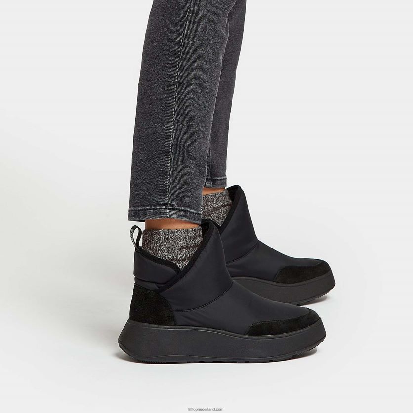 f-mode e01 biofleece gevoerde flatform bootie sneakers vrouwen Fitflop F4BXJ8283 helemaal zwart