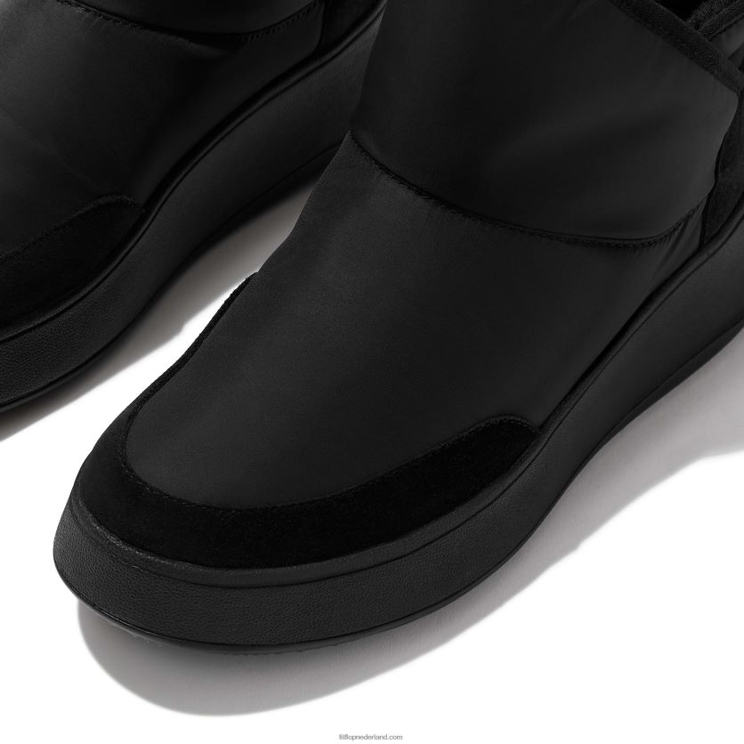 f-mode e01 biofleece gevoerde flatform bootie sneakers vrouwen Fitflop F4BXJ8283 helemaal zwart
