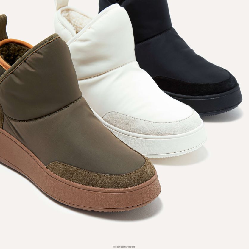 f-mode e01 biofleece gevoerde flatform bootie sneakers vrouwen Fitflop F4BXJ8283 helemaal zwart