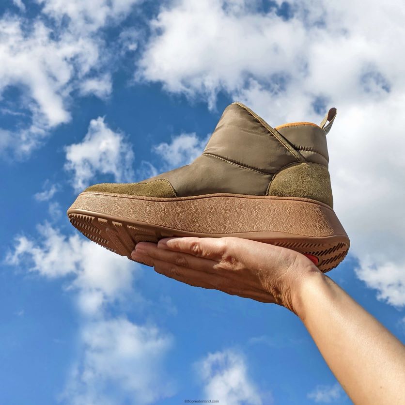 f-mode e01 biofleece gevoerde flatform bootie sneakers vrouwen Fitflop F4BXJ8284 bemoste mix