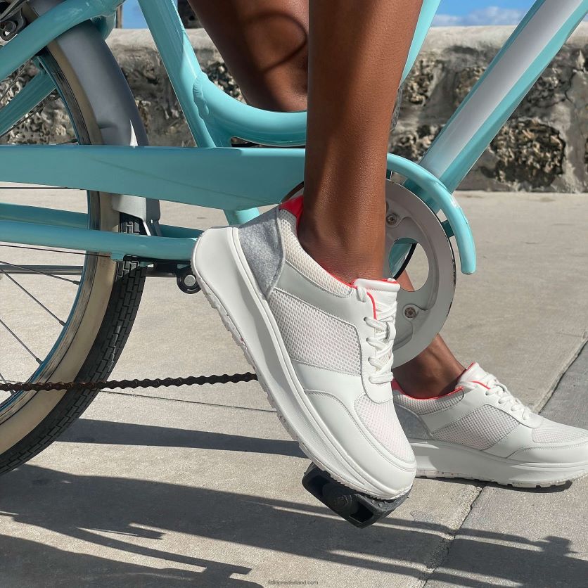 f-mode e01 sneakers met plateauzool van leermix vrouwen Fitflop F4BXJ8217 stedelijke witte mix