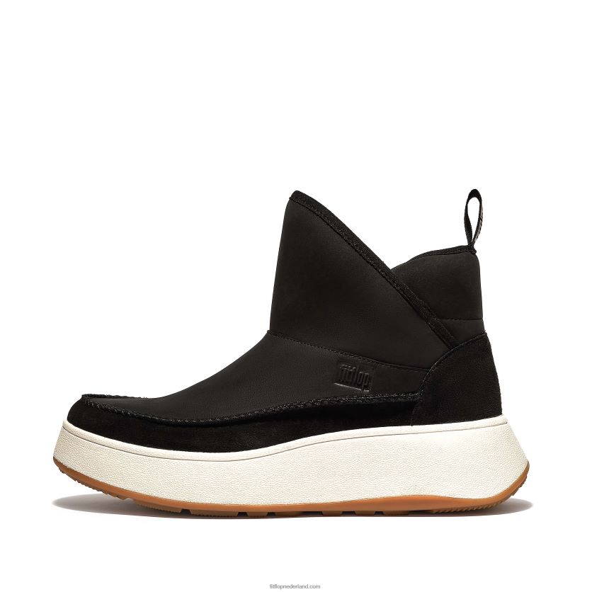 f-mode nubuckmix bootiesneakers met plateauzolen vrouwen Fitflop F4BXJ8295 zwart