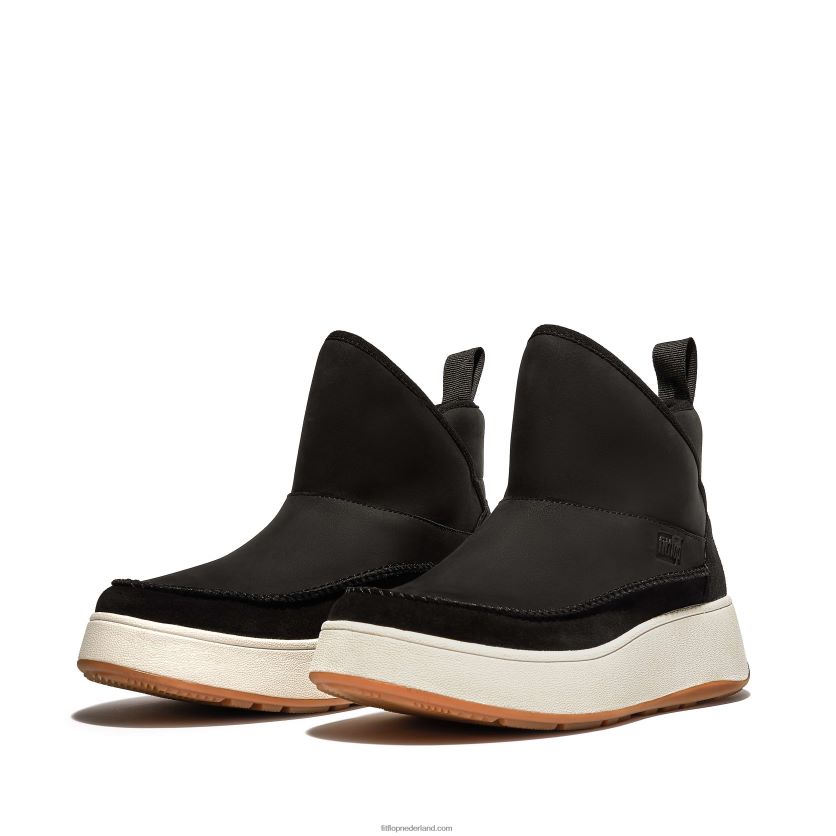 f-mode nubuckmix bootiesneakers met plateauzolen vrouwen Fitflop F4BXJ8295 zwart