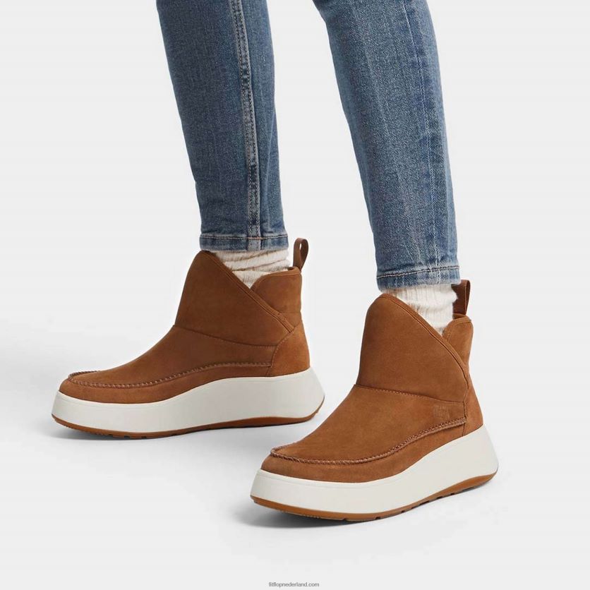 f-mode nubuckmix bootiesneakers met plateauzolen vrouwen Fitflop F4BXJ8297 lichte tint