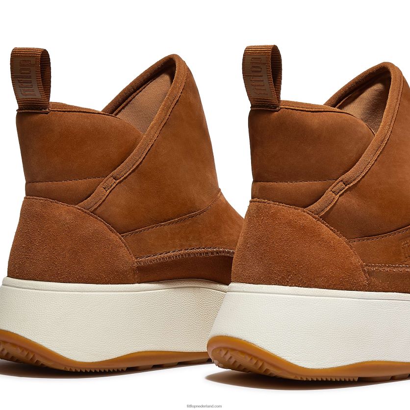 f-mode nubuckmix bootiesneakers met plateauzolen vrouwen Fitflop F4BXJ8297 lichte tint