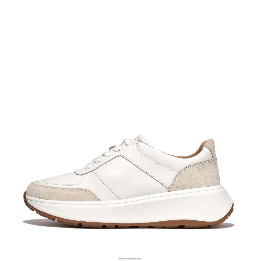 f-mode sneakers van leer/suède met plateauzolen vrouwen Fitflop F4BXJ8213 stedelijk wit