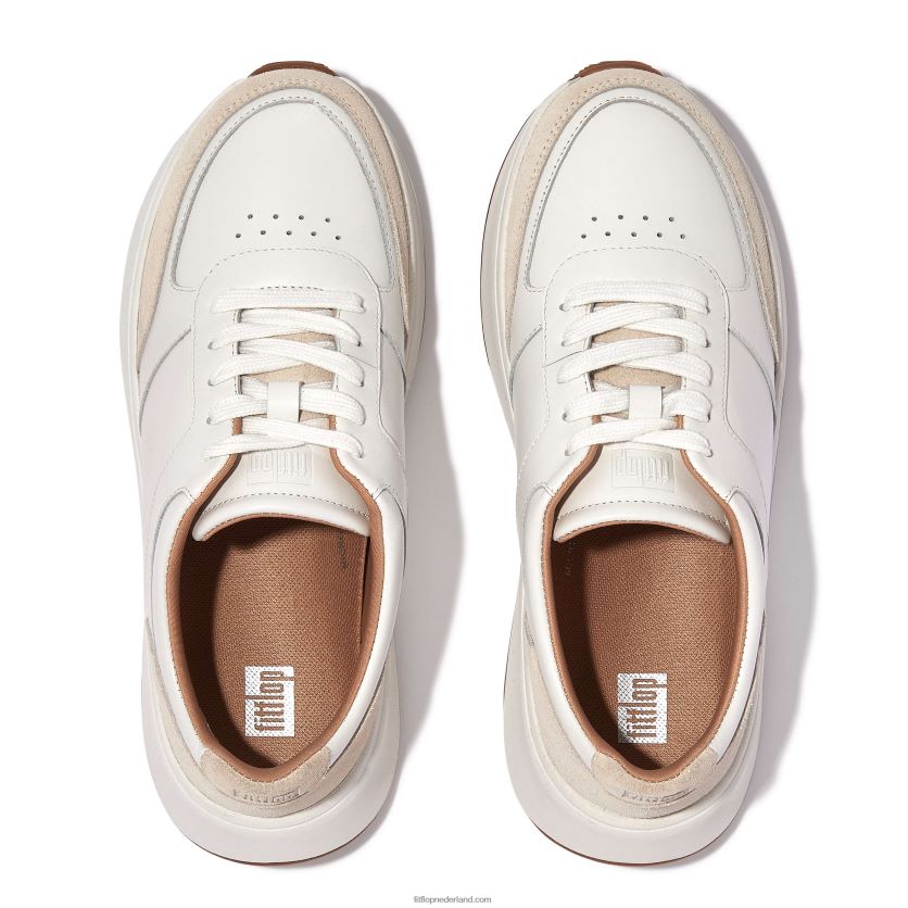 f-mode sneakers van leer/suède met plateauzolen vrouwen Fitflop F4BXJ8213 stedelijk wit