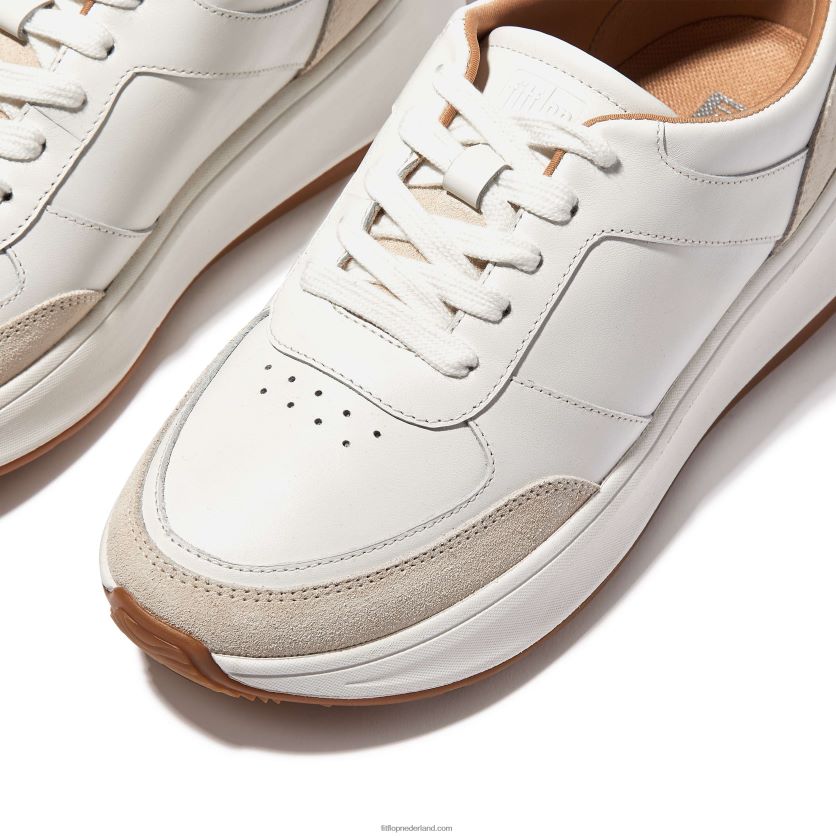 f-mode sneakers van leer/suède met plateauzolen vrouwen Fitflop F4BXJ8213 stedelijk wit