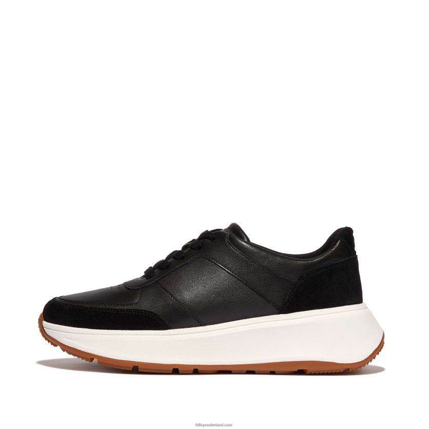 f-mode sneakers van leer/suède met plateauzolen vrouwen Fitflop F4BXJ8214 zwart