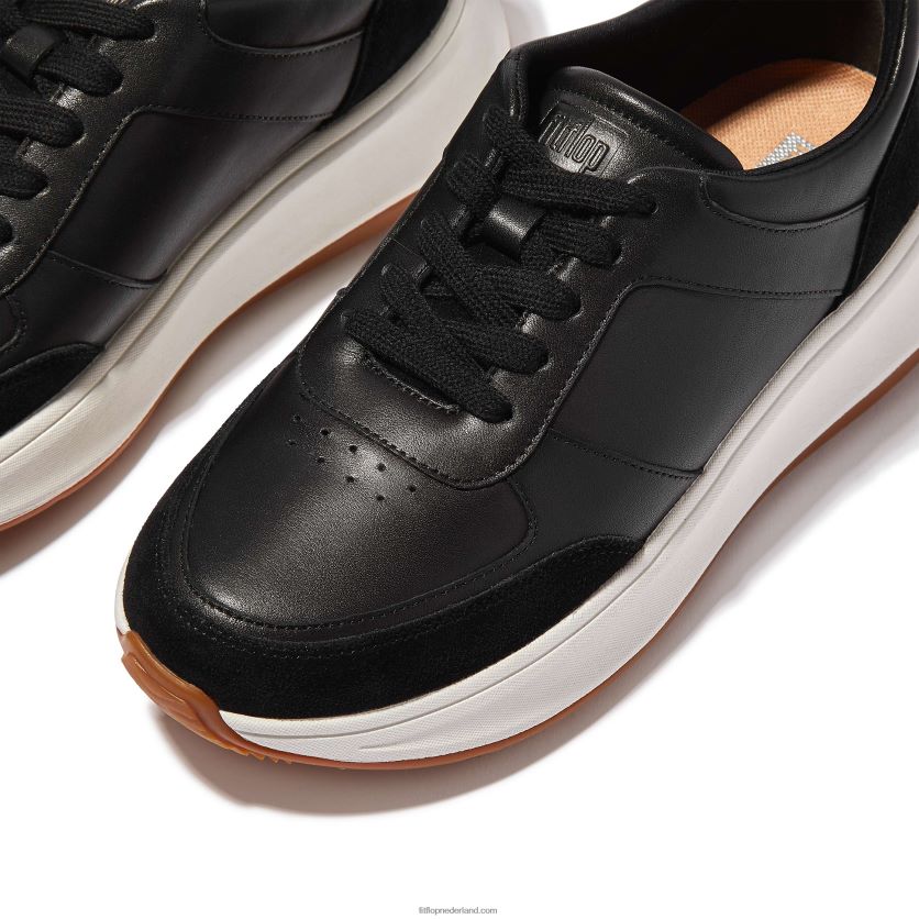 f-mode sneakers van leer/suède met plateauzolen vrouwen Fitflop F4BXJ8214 zwart