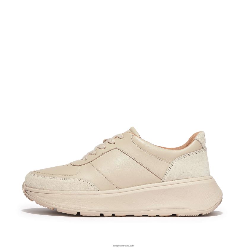 f-mode sneakers van leer/suède met plateauzolen vrouwen Fitflop F4BXJ8216 steenbeige
