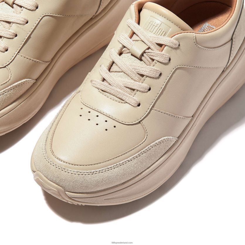 f-mode sneakers van leer/suède met plateauzolen vrouwen Fitflop F4BXJ8216 steenbeige
