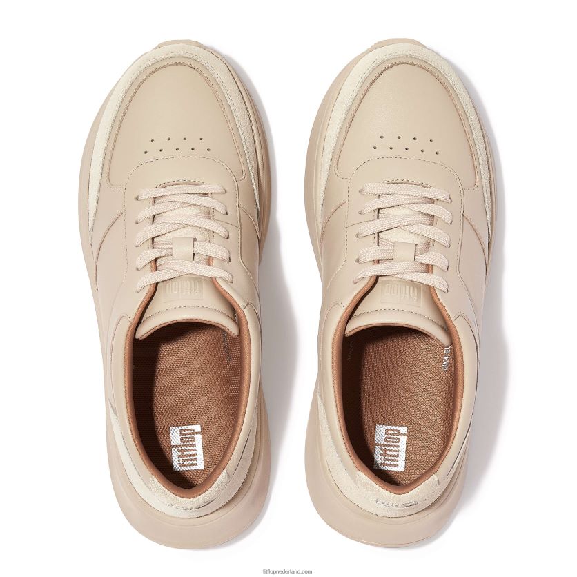 f-mode sneakers van leer/suède met plateauzolen vrouwen Fitflop F4BXJ8216 steenbeige