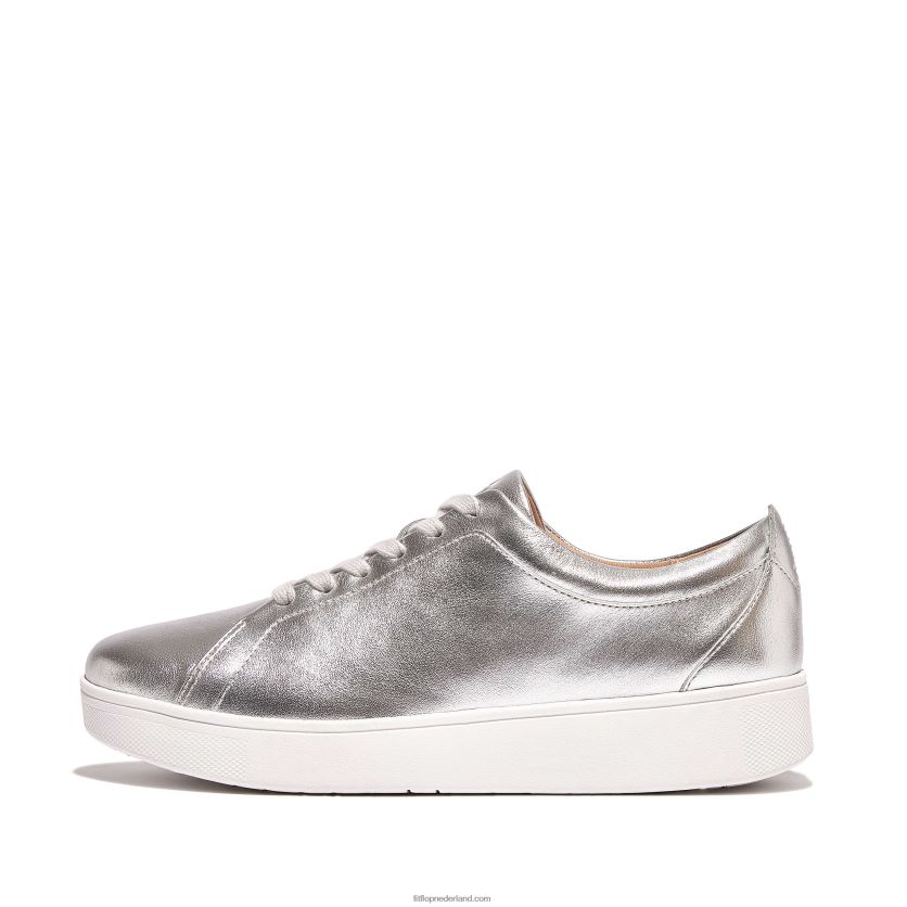 leren rallyschoenen vrouwen Fitflop F4BXJ8250 zilver
