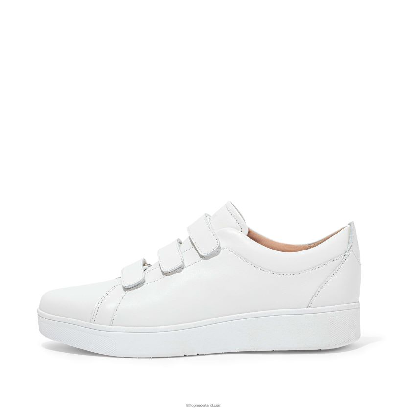 leren sneakers met rallybandjes vrouwen Fitflop F4BXJ8263 stedelijk wit