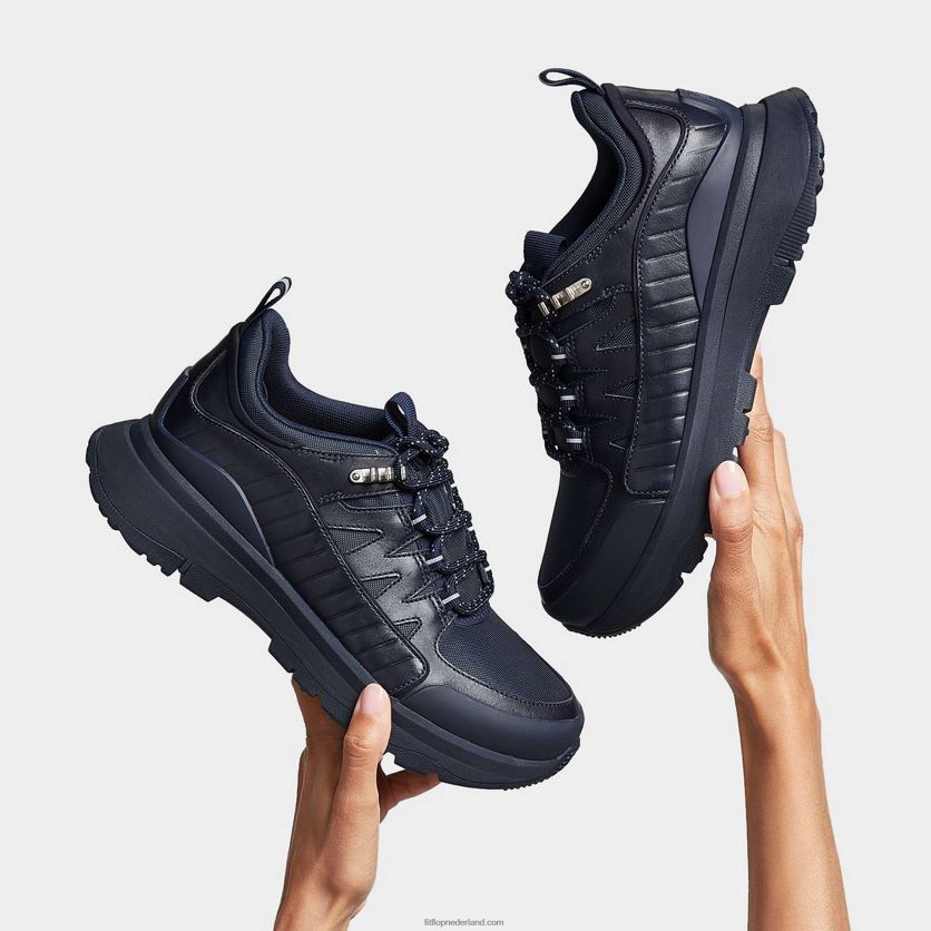 neo-d-hyker wandelschoenen van leermix vrouwen Fitflop F4BXJ8259 allemaal marine