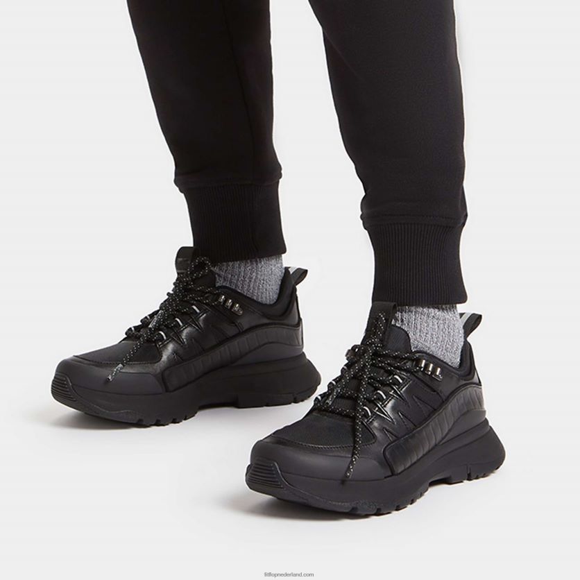 neo-d-hyker wandelschoenen van leermix vrouwen Fitflop F4BXJ8260 helemaal zwart