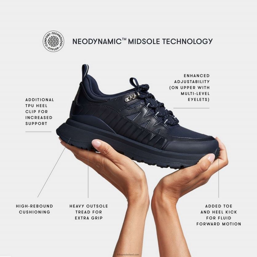 neo-d-hyker wandelschoenen van leermix vrouwen Fitflop F4BXJ8260 helemaal zwart