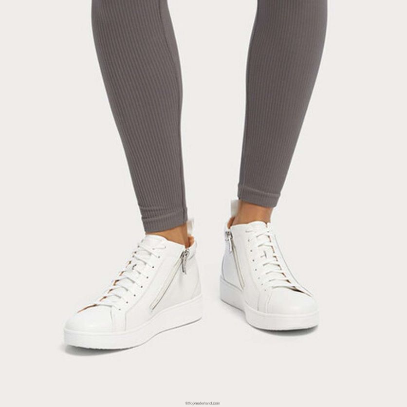 rally leren high-top sneakers vrouwen Fitflop F4BXJ8280 stedelijk wit