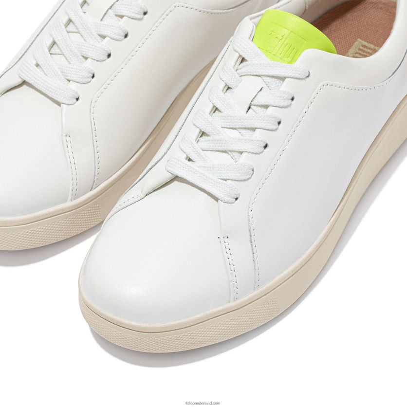 rally neon-pop leren sneakers vrouwen Fitflop F4BXJ8230 wit geel