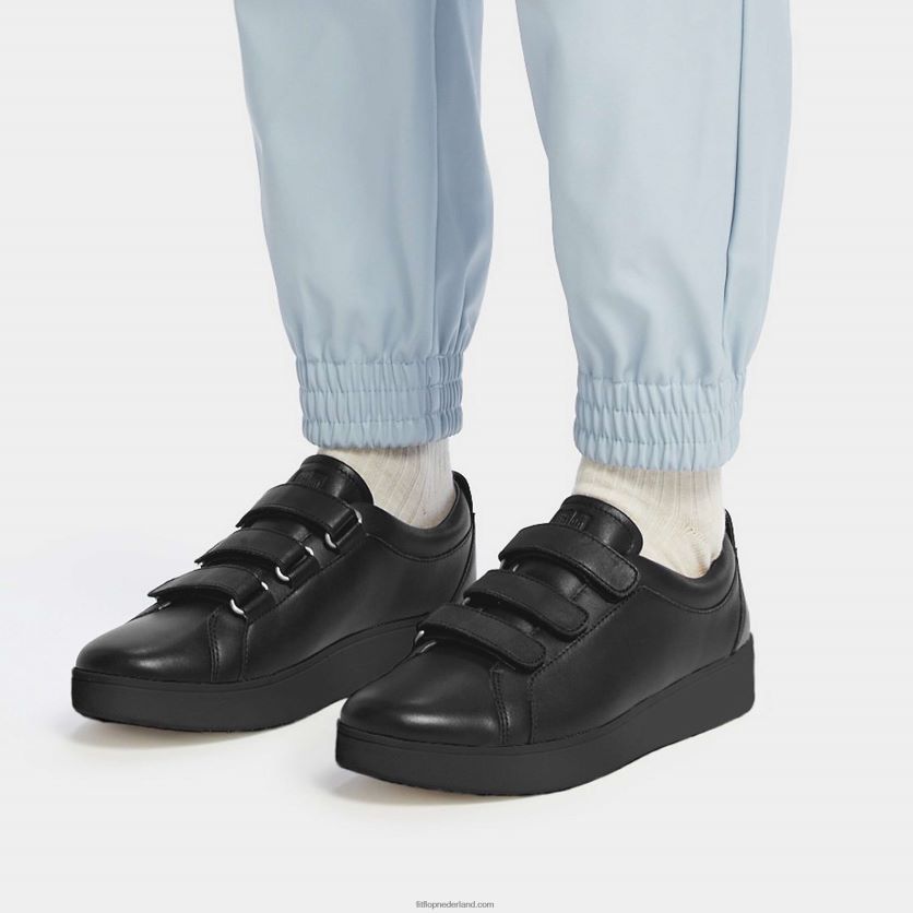 rally sneakers met leren bandjes vrouwen Fitflop F4BXJ8264 helemaal zwart