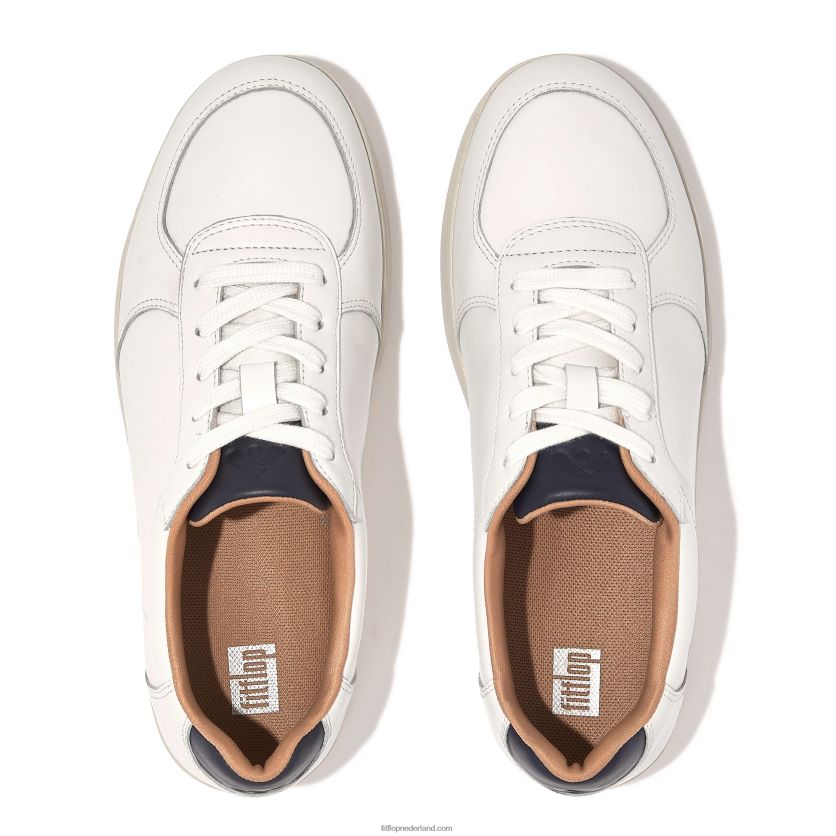 rally sneakers met leren panelen vrouwen Fitflop F4BXJ8238 wit/marineblauw