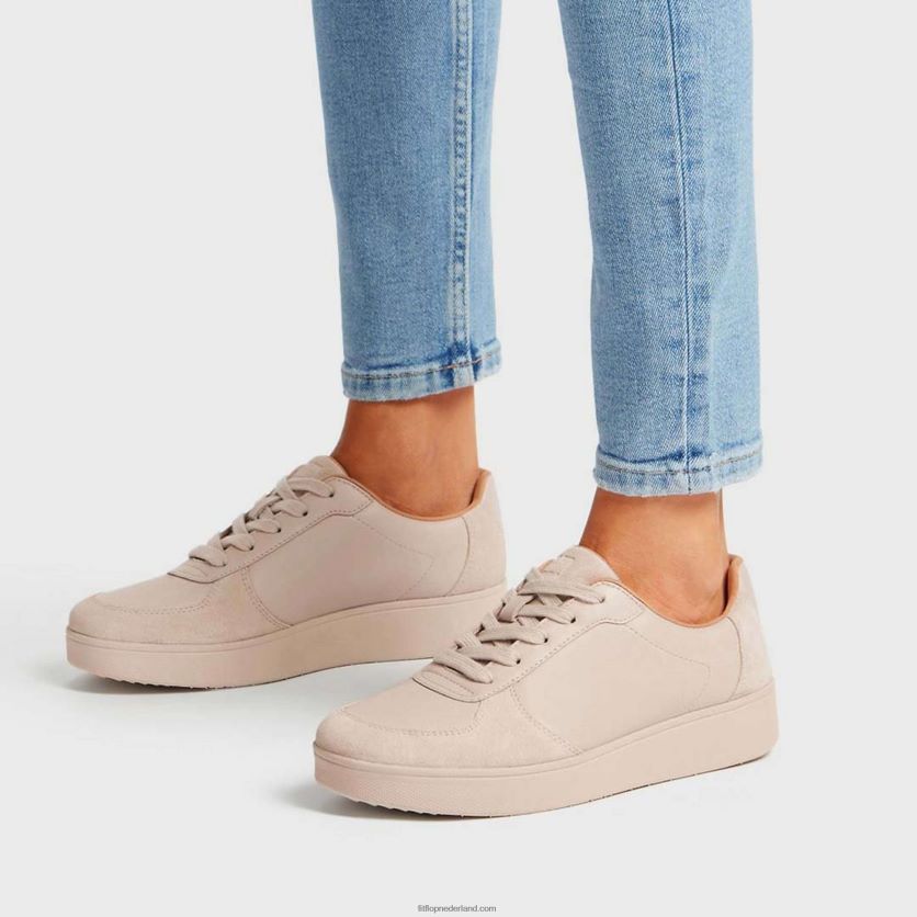 rally sneakers van leer/suède vrouwen Fitflop F4BXJ8220 steenbeige