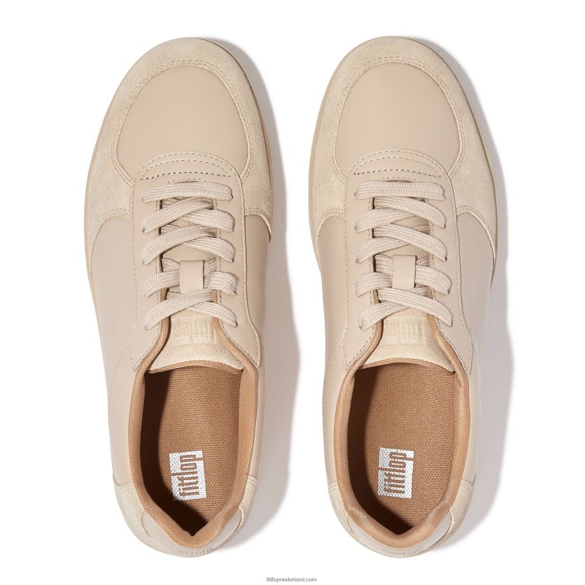 rally sneakers van leer/suède vrouwen Fitflop F4BXJ8220 steenbeige